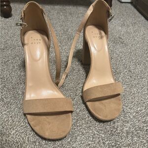 a new day Tan Suede Ankle-Strap Block Heels